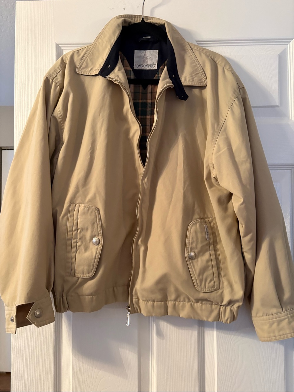 London Fog Khaki Jacket with Navy Interior